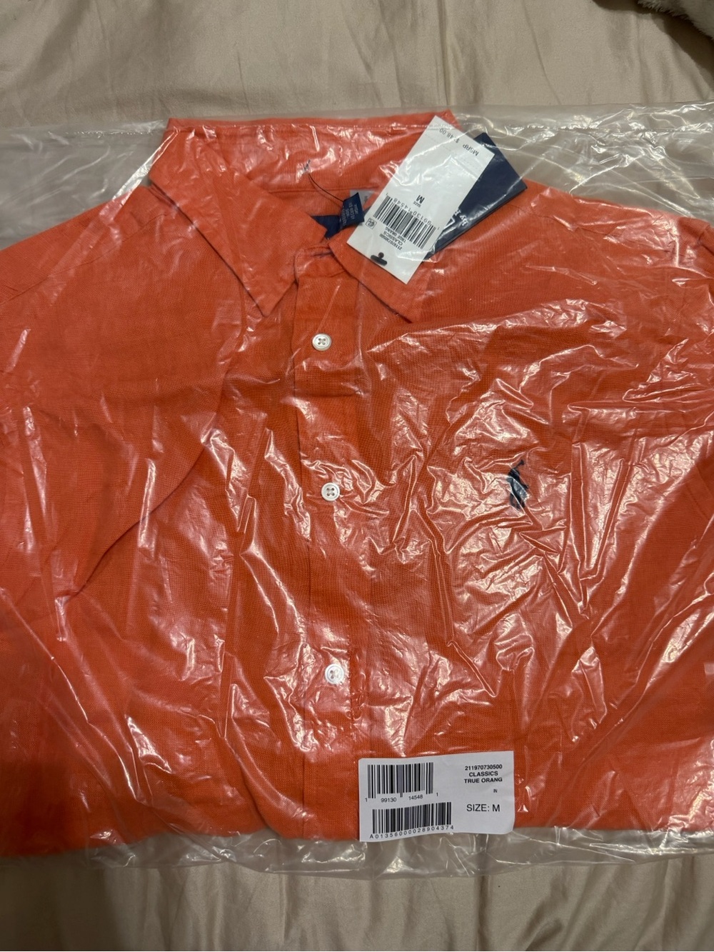 Polo Classic Fit Linen Shirt - True Orange - Picture 2 of 3